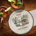 Rustic Forest Oh Boy Barly Wait Baby shower Papieren Bordje<br><div class="desc">De dieren hebben zich verzameld in dit rotsachtige waterverf bos voor je "Oh Boy" "We Can Barly Wait!" beer boy baby shower viering. Een bruin beer zit aan de basis van het bos bij het meer en het houden van hem bedrijf is een schattig klein wasbeertje en op de achtergrond...</div>