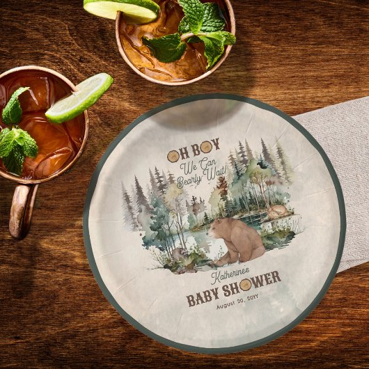 Rustic Forest Oh Boy Barly Wait Baby shower Papieren Bordje