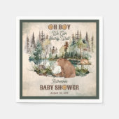 Rustic Forest Oh Boy Barly Wait Baby shower Servet (Voorkant)