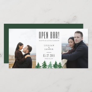 Rustic Forest OPEN BAR Save the Date Humor Aankondiging