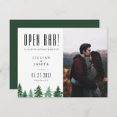 Rustic Forest OPEN BAR Save the Date Humor Aankondiging (Voorkant / Achterkant)