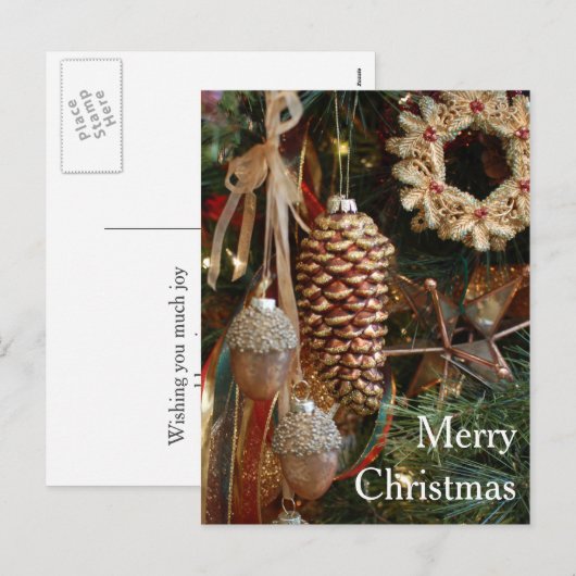 Rustic Forest Ornamenten kerstboom Feestdagenkaart (Voorkant / Achterkant)