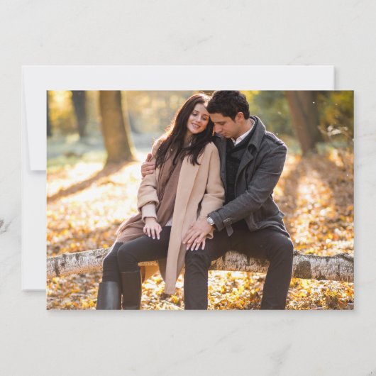 Rustic Forest Path String Lights Photo Wedding Kaart (Achterkant)