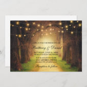 Rustic Forest Path String Lights Wedding Kaart (Voorkant / Achterkant)