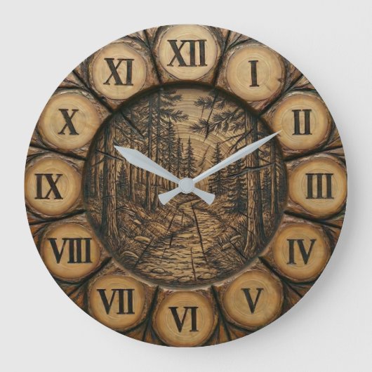 Rustic Forest Path Wall Clock  Grote Klok (Voorkant)