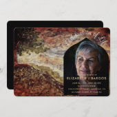 Rustic Forest Photo Celebration of Life Kaart (Voorkant / Achterkant)