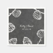 Rustic Forest Pine Cones Chalkboard Wedding Servet (Voorkant)