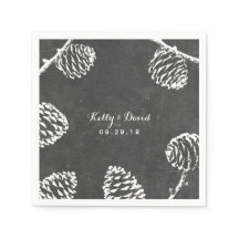 Rustic Forest Pine Cones Chalkboard Wedding