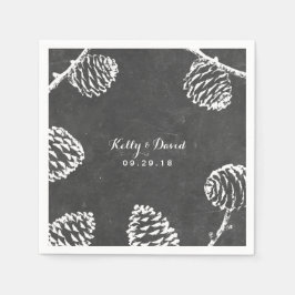 Rustic Forest Pine Cones Chalkboard Wedding Servet