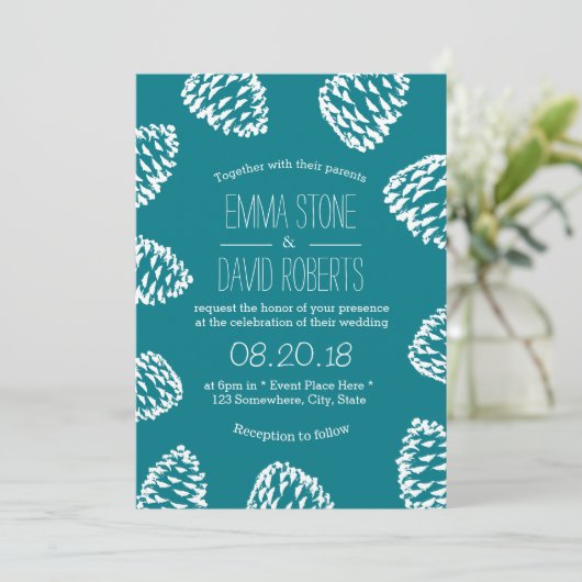 Rustic Forest Pine Cones Wedding Kaart (Staand voorkant)