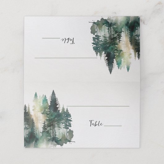 Rustic Forest Pine Trees Place Card Plaatskaartje (Buitenkant ongevouwen)