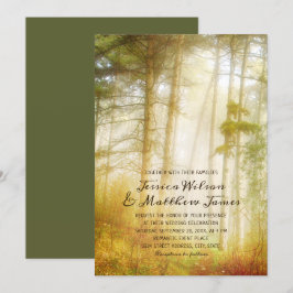Rustic Forest Pine Trees Romantic country Wedding Kaart