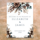Rustic Forest Pinecone Floral Wedding Welkomstbord Poster