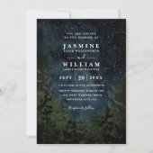 Rustic Forest Sky Night Elegant QR Code Wedding Kaart (Voorkant)