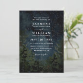 Rustic Forest Sky Night Elegant QR Code Wedding Kaart (Staand voorkant)