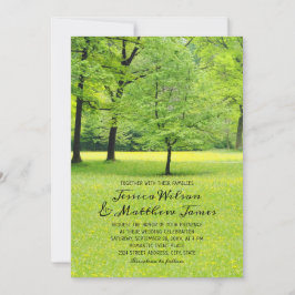 Rustic Forest Spring Tree Greenery Country Wedding Kaart