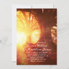 Rustic Forest Sunset Tree Country Summer Wedding Kaart