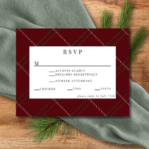 Rustic Forest Tartan Plaid Rood Zwart Groen Wit R RSVP Kaartje