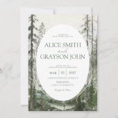 Rustic Forest Tree Classic Watercolor Wedding  Kaart (Voorkant)