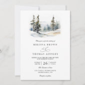 Rustic Forest Trees Pine Elegant QR Code Wedding Kaart (Voorkant)