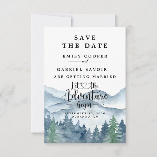 Rustic Forest Watercolor Wedding  Save The Date (Voorkant)