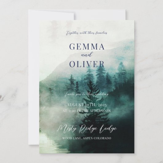 Rustic Forest Waterverf Wedding Kaart (Voorkant)