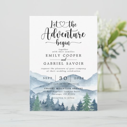 Rustic Forest Waterverf Wedding Kaart (Staand voorkant)