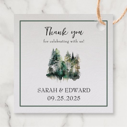 Rustic Forest Wedding Dank je wel Bedankjes Labels (Achterkant)