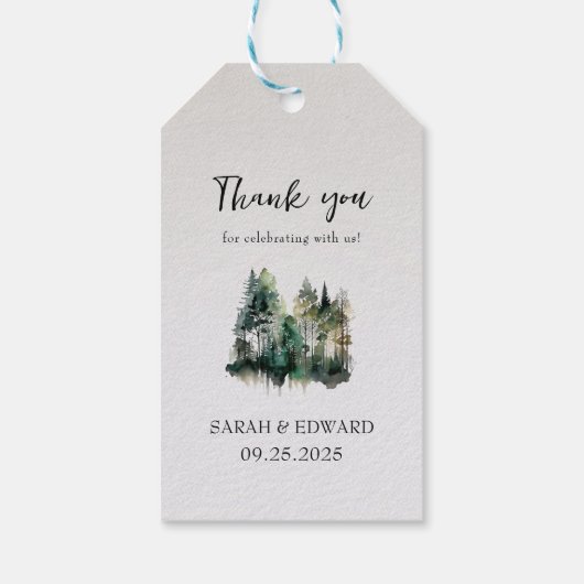 Rustic Forest Wedding Dank je wel Cadeaulabel (Achterkant)