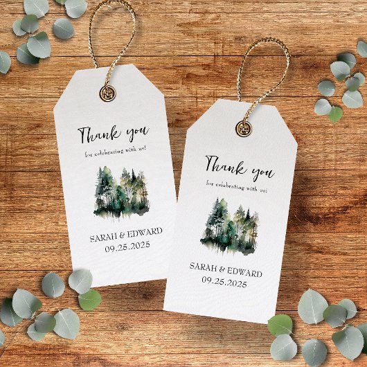 Rustic Forest Wedding Dank je wel Cadeaulabel