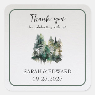 Rustic Forest Wedding Dank u Stickers