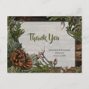 Rustic Forest Wedding Dark Wood Evergreen Bough Briefkaart
