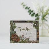 Rustic Forest Wedding Dark Wood Evergreen Bough Briefkaart (Staand voorkant)