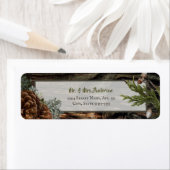 Rustic Forest Wedding Dark Wood Evergreen Bough Etiket (Insitu)