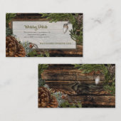 Rustic Forest Wedding Dark Wood Evergreen Bough Informatiekaartje (Voorkant / Achterkant)