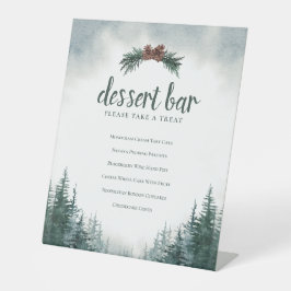Rustic Forest Wedding Dessert Bar Pedestal Sign Reclamebord Met Voetstuk