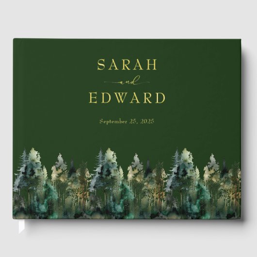 Rustic Forest Wedding Gold Folie Guestbook Gastenboek (Voorkant)