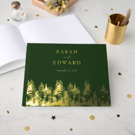 Rustic Forest Wedding Gold Folie Guestbook Gastenboek