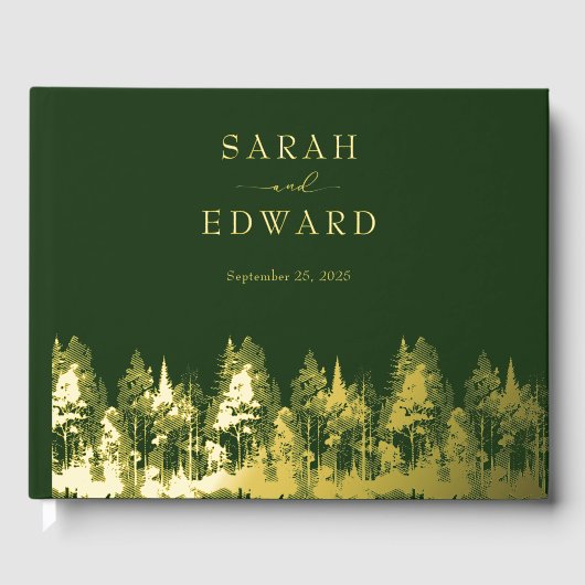 Rustic Forest Wedding Gold Folie Guestbook Gastenboek (Voorkant)