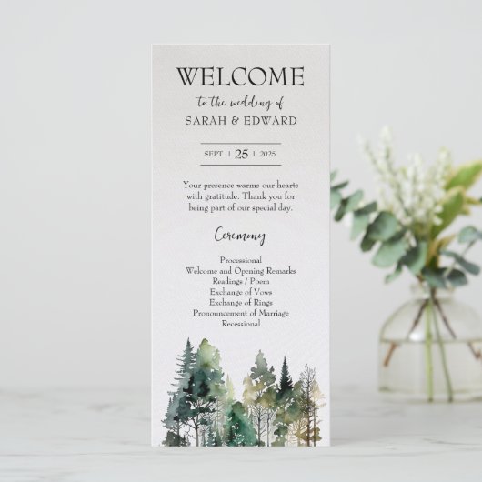 Rustic Forest Wedding Programma (Staand voorkant)