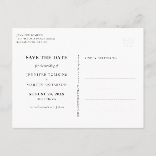 Rustic Forest Wedding Save the Date Briefkaart (Achterkant)