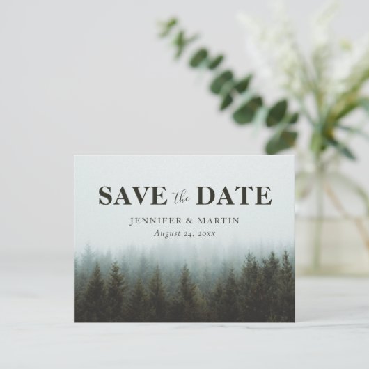 Rustic Forest Wedding Save the Date Briefkaart (Staand voorkant)