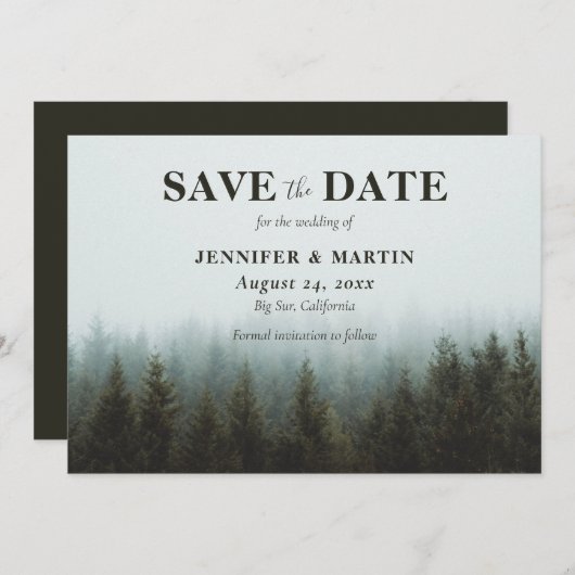Rustic Forest Wedding Save the Date Cards (Voorkant / Achterkant)