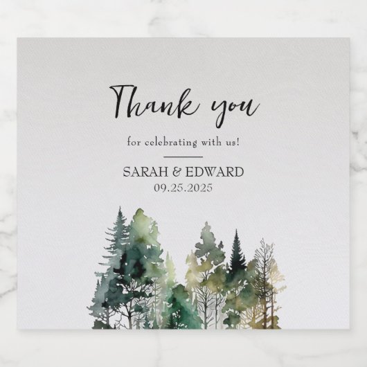 Rustic Forest Wedding Sparkling Wijnetiket (Enkel label)