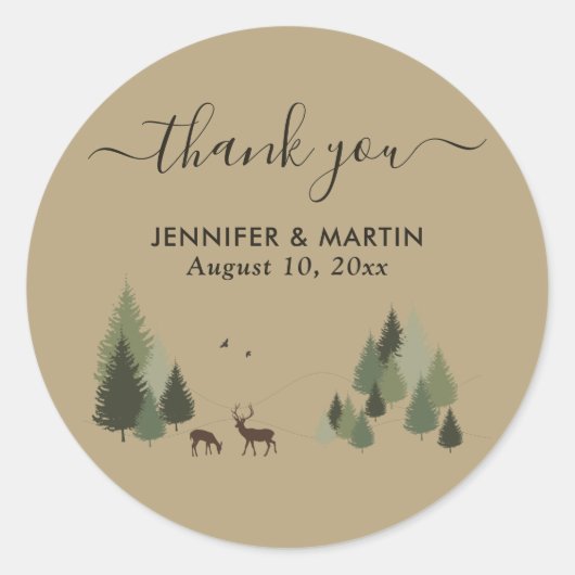 Rustic Forest Wedding Stickers Buck and Doe (Voorkant)