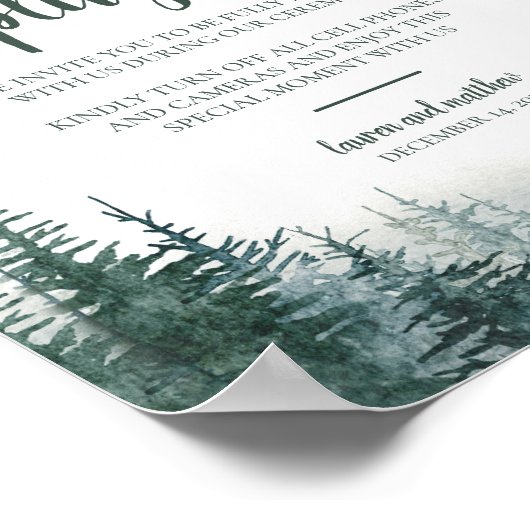 Rustic Forest Wedding Unplugged Ceremony Poster (Hoek)