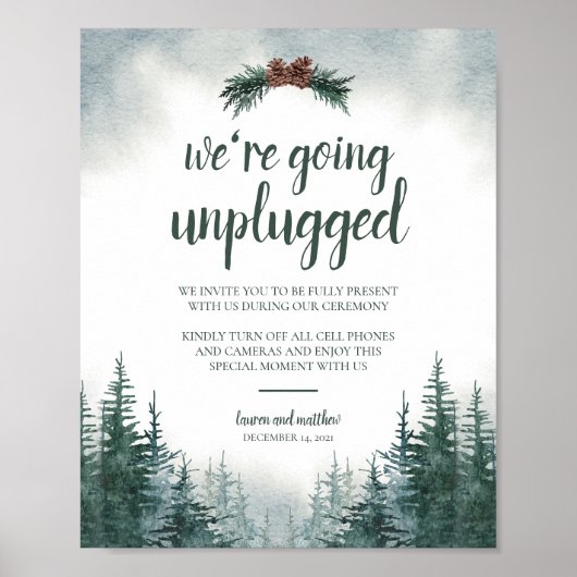 Rustic Forest Wedding Unplugged Ceremony Poster (Voorkant)