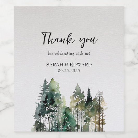 Rustic Forest Wedding Wijn Etiket (Enkel label)
