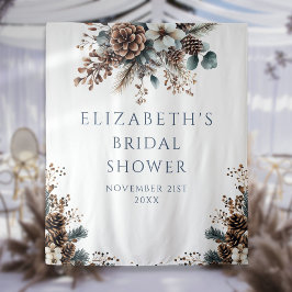 Rustic Forest Winter Vrijgezellenfeest Foto Achter Wandkleed