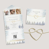 Rustic Forest Winter Wedding All In One Uitnodiging